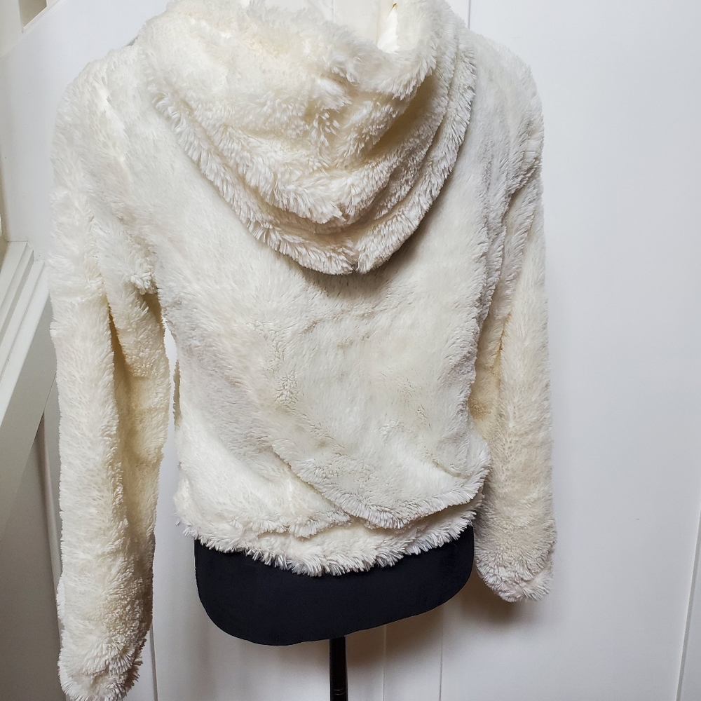 Faux fur zip up teddy jacket hoodie - Picture 3 of 4